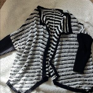 Elegant Black and White Striped Women's Cardigan
